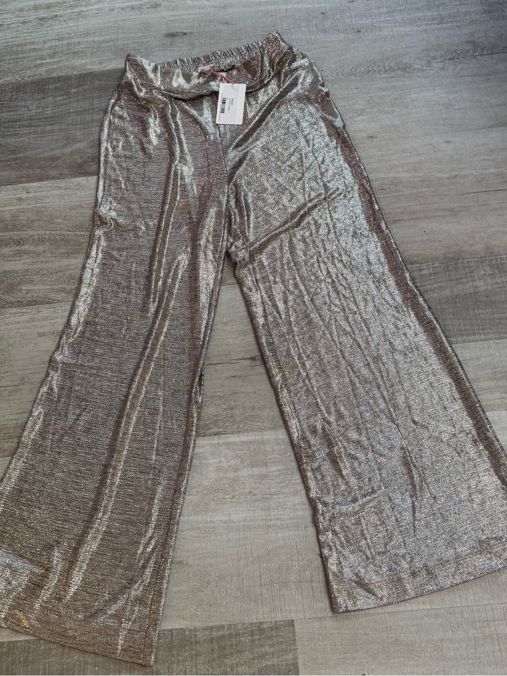 Skies Are Blue Silver Metallic Wide-Leg Pants